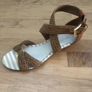 NIB Sperry Espadrille Wedge Leather Sandal Women 9